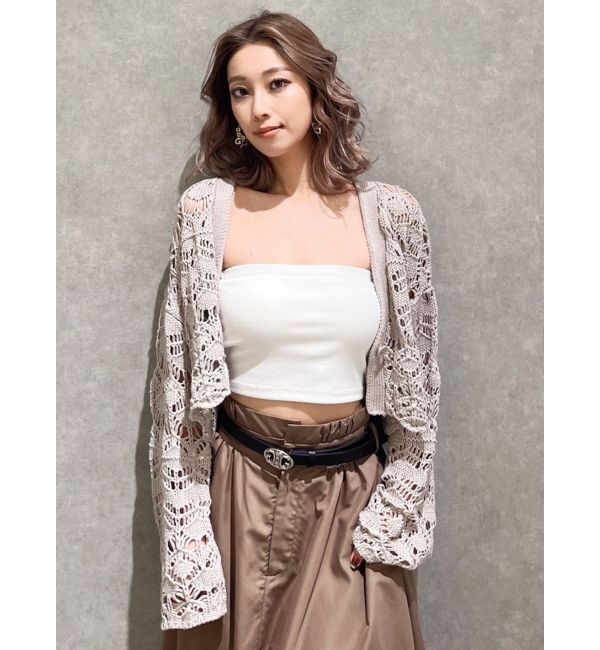 GYDA「SHORTクロシェニットカーディガン」|カーディガン|