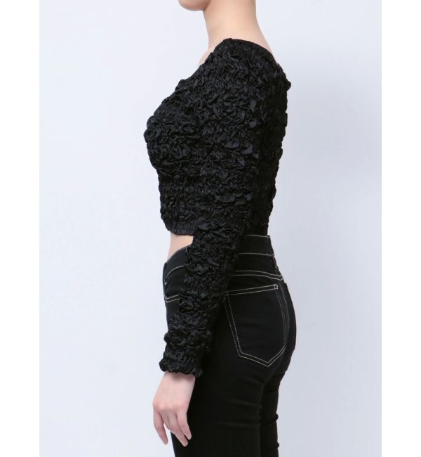 GYDA「シャーリング2WAYショートカーディガン」|カーディガン|