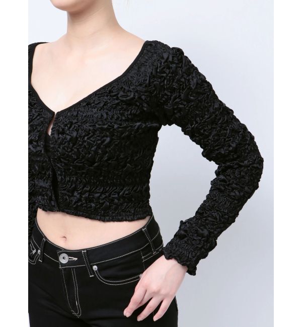 GYDA「シャーリング2WAYショートカーディガン」|カーディガン|