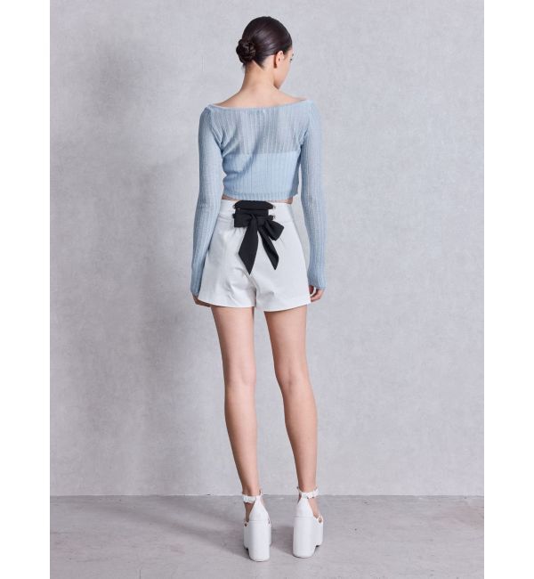 GYDA「ラメシアーオフショルショートニットカーディガン」|カーディガン|