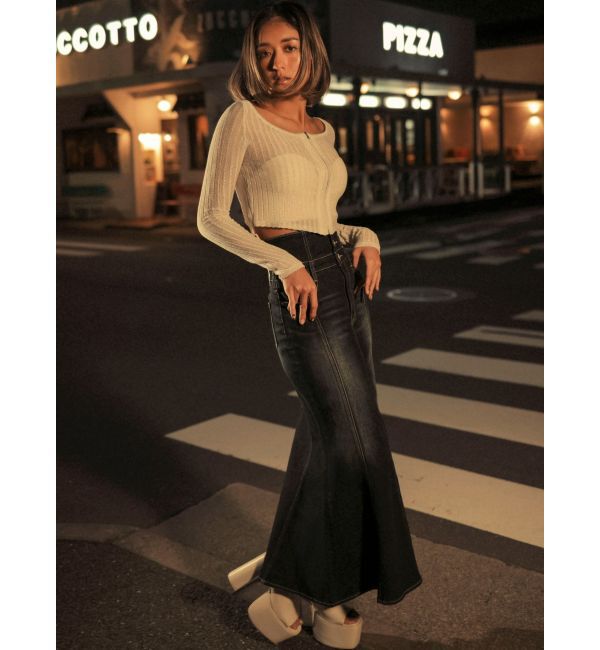 GYDA「ラメシアーオフショルショートニットカーディガン」|カーディガン|