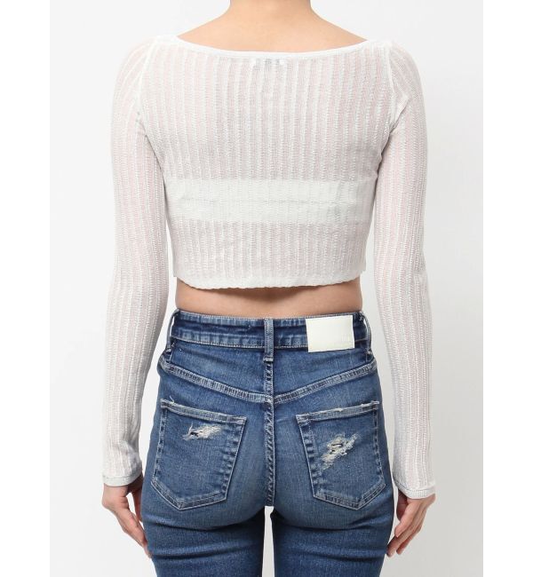 GYDA「ラメシアーオフショルショートニットカーディガン」|カーディガン|