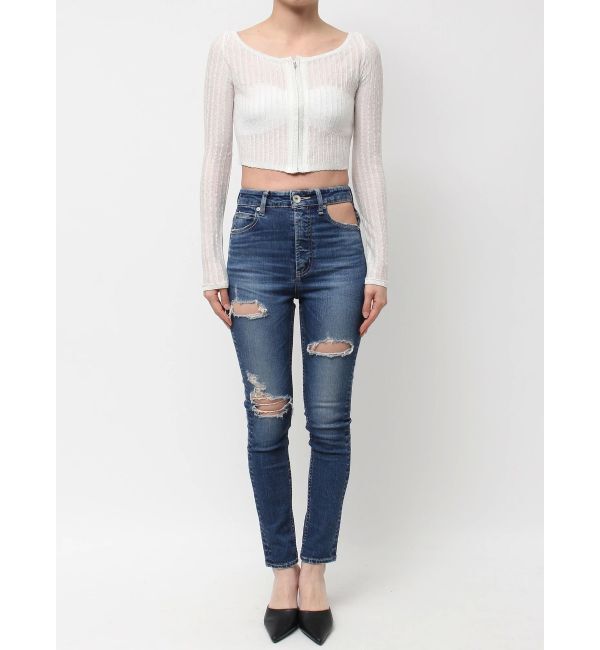 GYDA「ラメシアーオフショルショートニットカーディガン」|カーディガン|