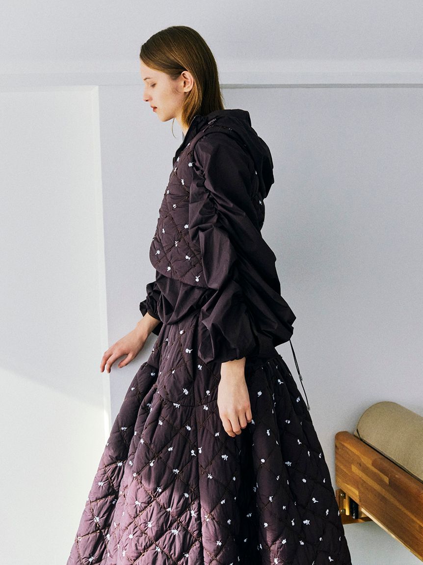 emmi atelier「撥水 ギャザーフーディーブルゾン」|ブルゾン・スタジャン|