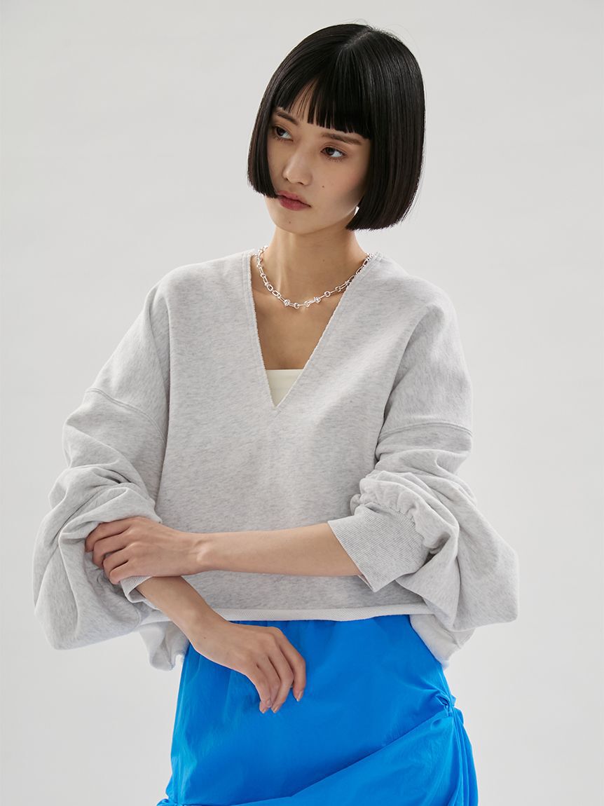 emmi atelier「Vネックスウェットプルオーバー【セットアップ対応】」|Tシャツ・カットソー|