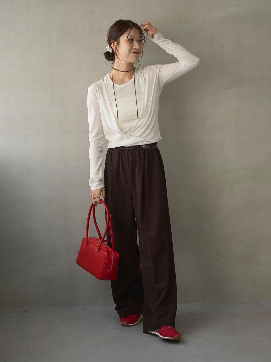 emmi atelier「emmiロゴゴムジャガードイージーパンツ」|チノ|