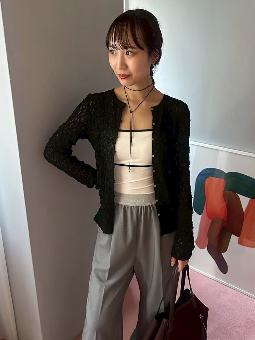 emmi atelier「emmiロゴゴムジャガードイージーパンツ」|チノ|