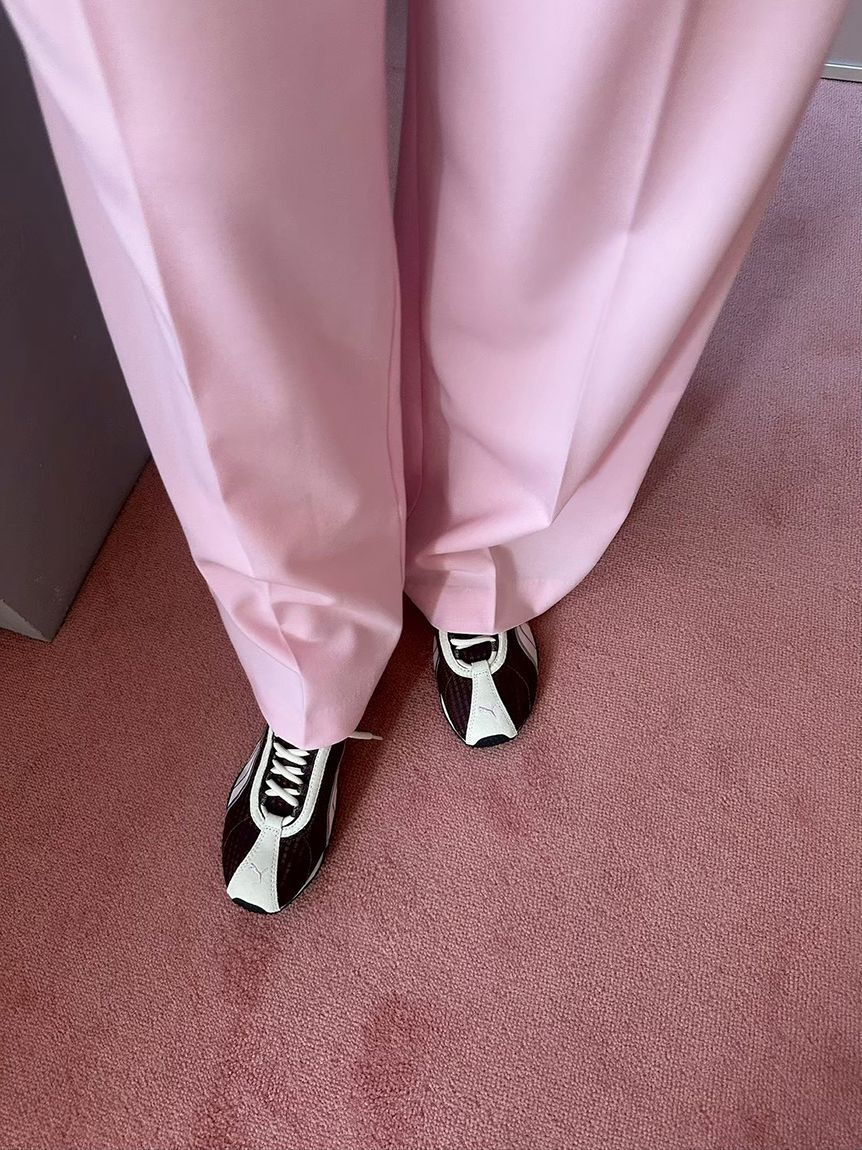 emmi atelier「emmiロゴゴムジャガードイージーパンツ」|チノ|