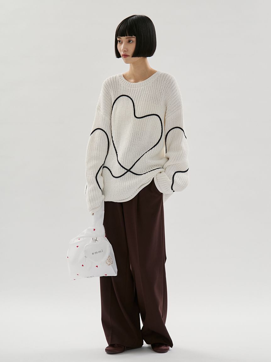 emmi atelier「【HEART】 プリントハートチャーム付きエコバッグ」|エコバッグ|