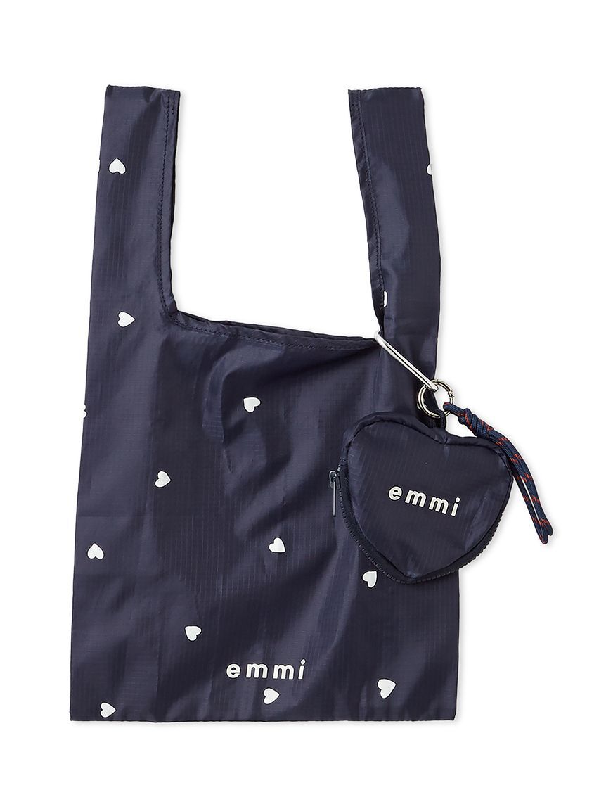 emmi atelier「【HEART】 プリントハートチャーム付きエコバッグ」|エコバッグ|