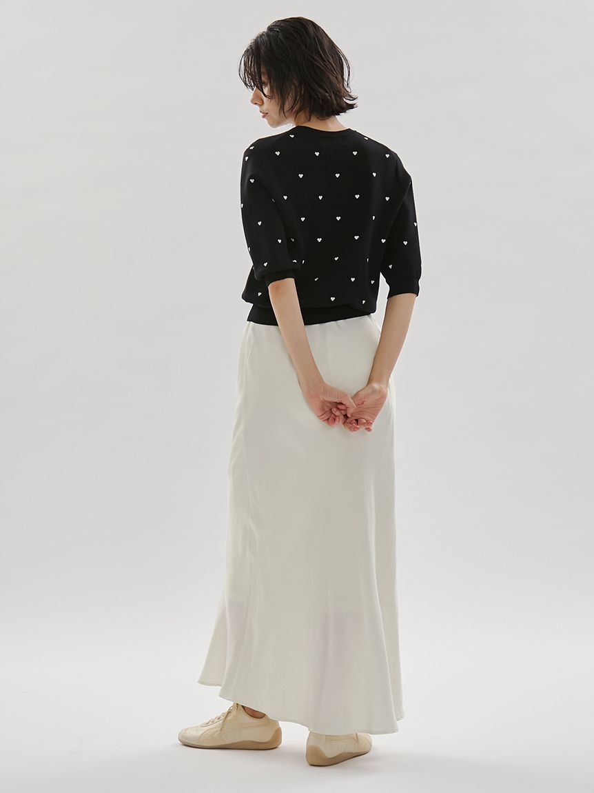 emmi atelier「【HEART】 eco ハーフスリーブハートジャガードニット【アンサンブル可能】」|ニット・セーター|