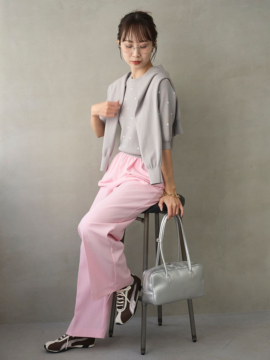 emmi atelier「【HEART】 eco ハーフスリーブハートジャガードニット【アンサンブル可能】」|ニット・セーター|