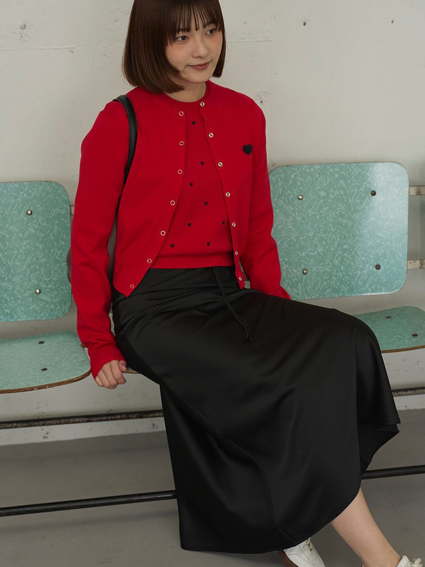 emmi atelier「【HEART】 eco ハーフスリーブハートジャガードニット【アンサンブル可能】」|ニット・セーター|