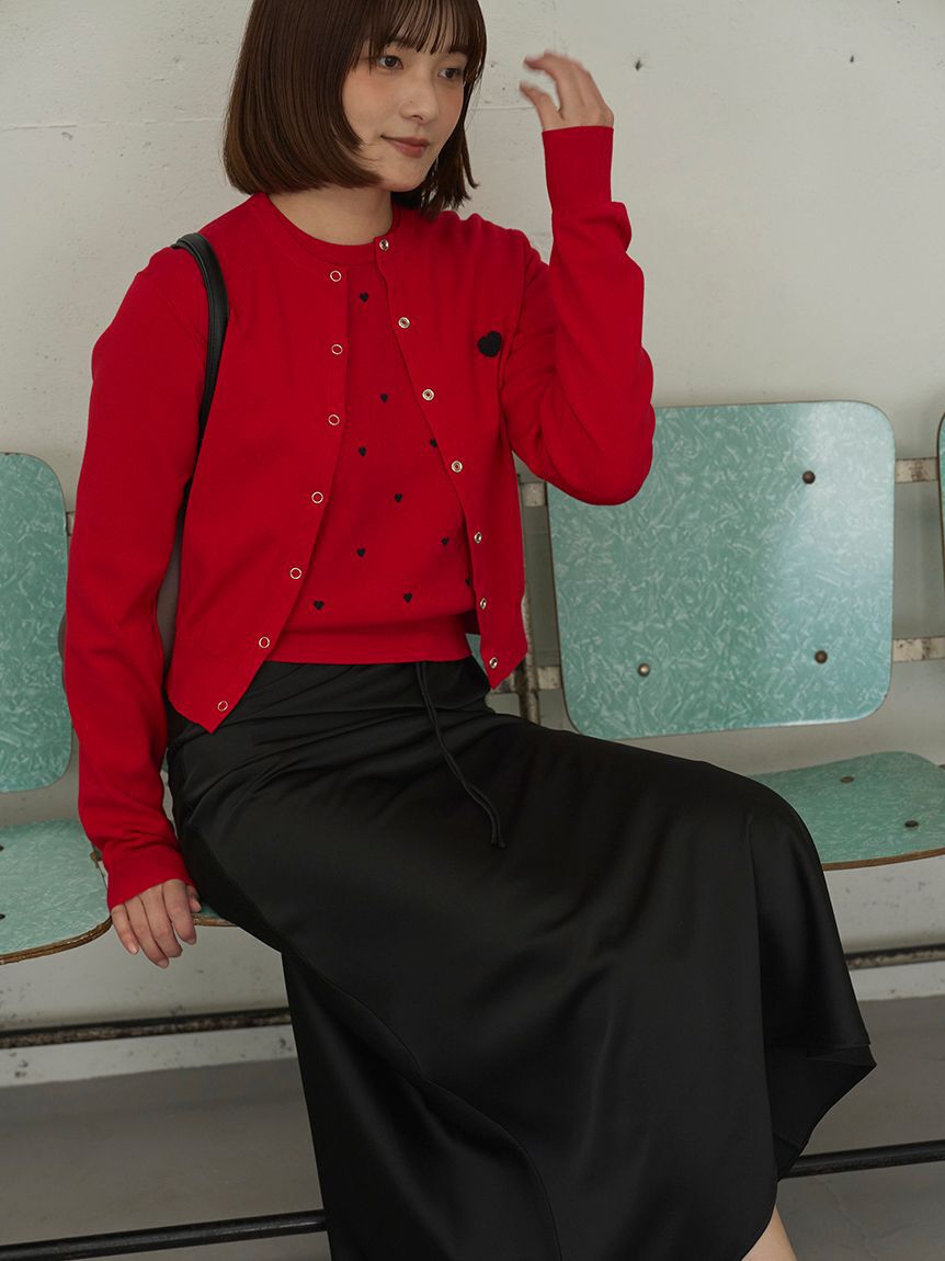 emmi atelier「【HEART】 eco ハーフスリーブハートジャガードニット【アンサンブル可能】」|ニット・セーター|