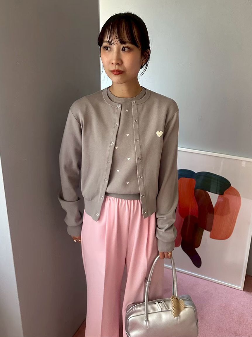 emmi atelier「【HEART】 eco ハーフスリーブハートジャガードニット【アンサンブル可能】」|ニット・セーター|