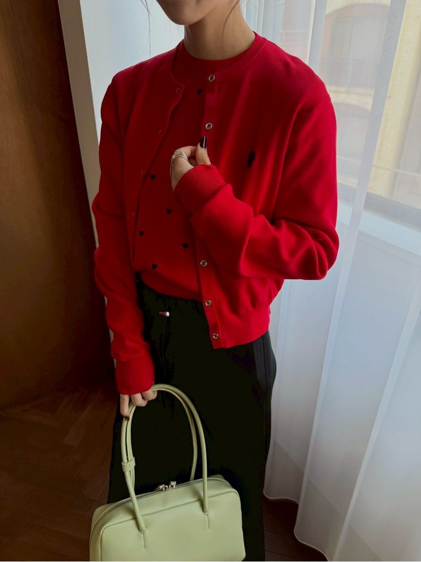 emmi atelier「【HEART】 eco ハーフスリーブハートジャガードニット【アンサンブル可能】」|ニット・セーター|