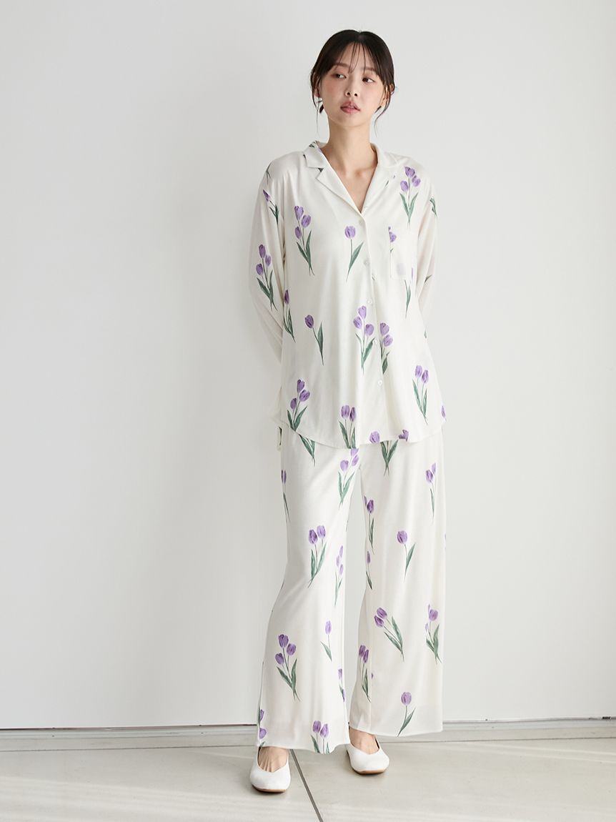 gelato pique「チューリップ柄ロングパンツ」|ルームウェア|