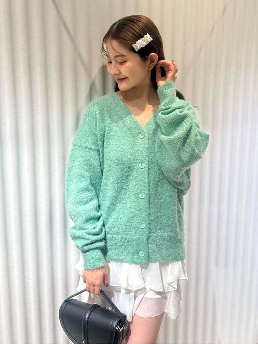 SNIDEL「LACOSTE/ラメニットカーディガン」|カーディガン|