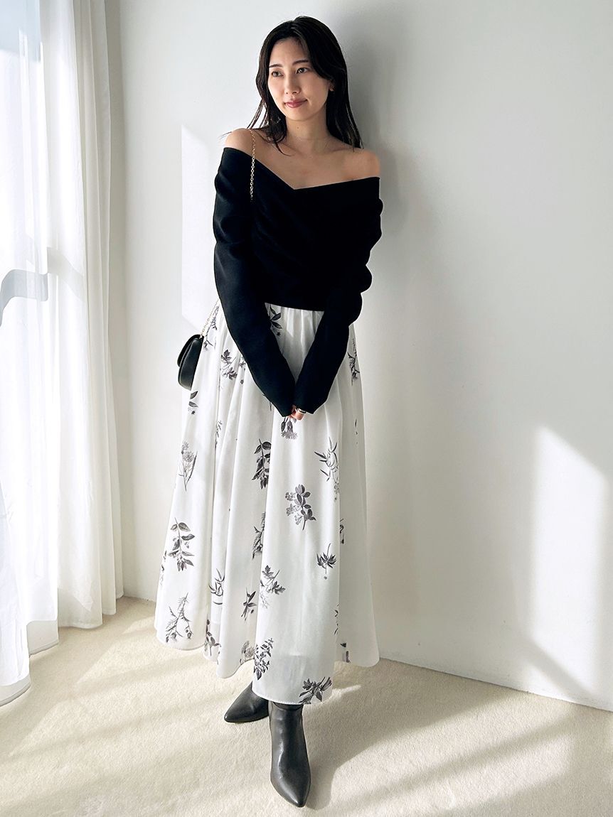 SNIDEL「ニットドッキングワンピース」|ワンピース|BLK