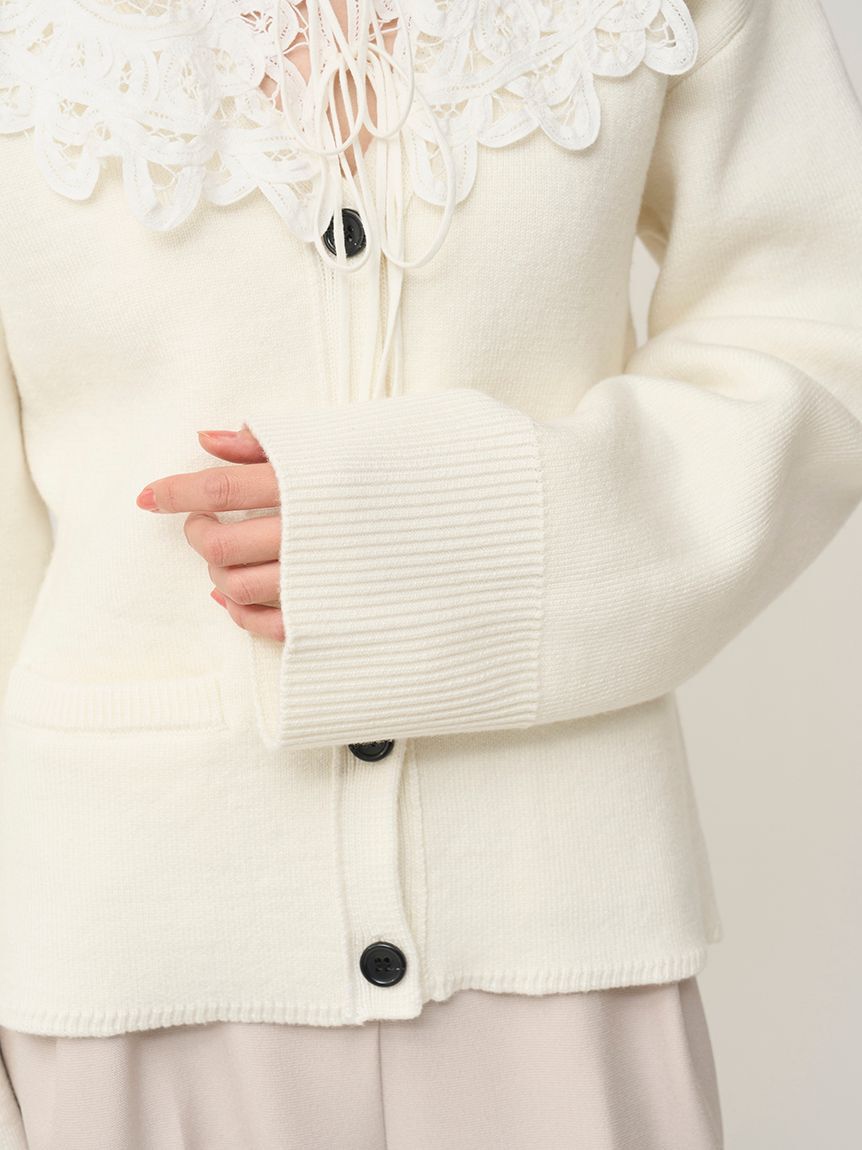 SNIDEL「バテンレースカラーニットカーディガン」|カーディガン|