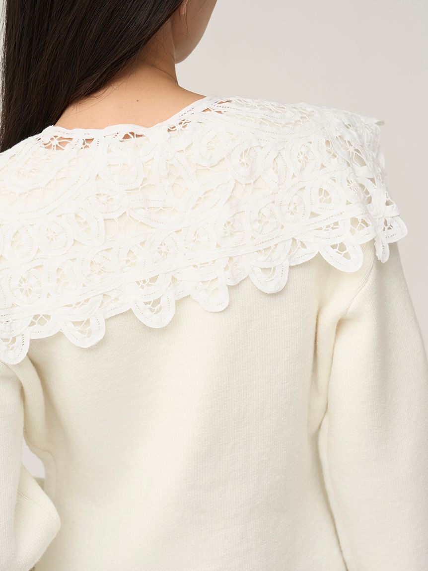 SNIDEL「バテンレースカラーニットカーディガン」|カーディガン|