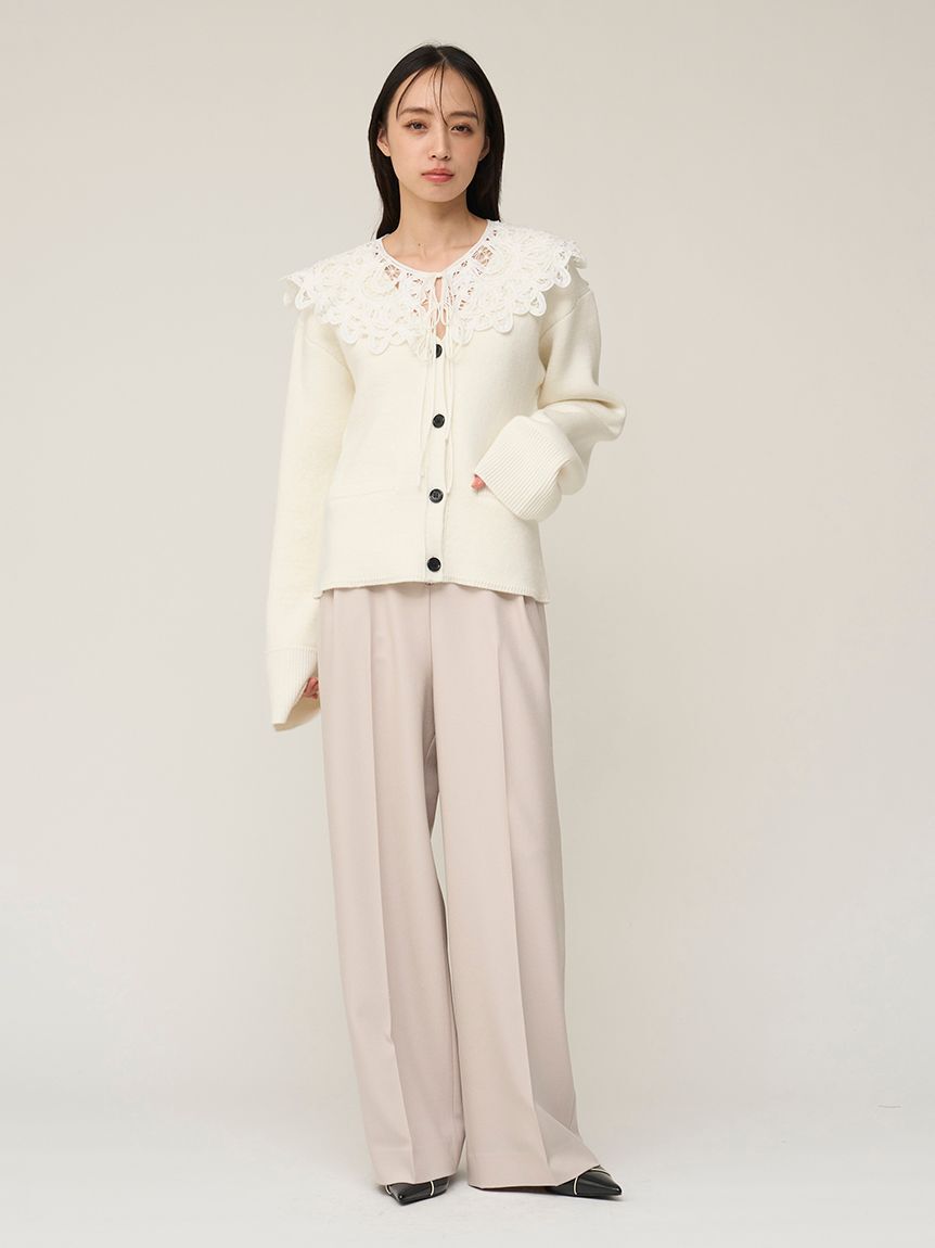 SNIDEL「バテンレースカラーニットカーディガン」|カーディガン|