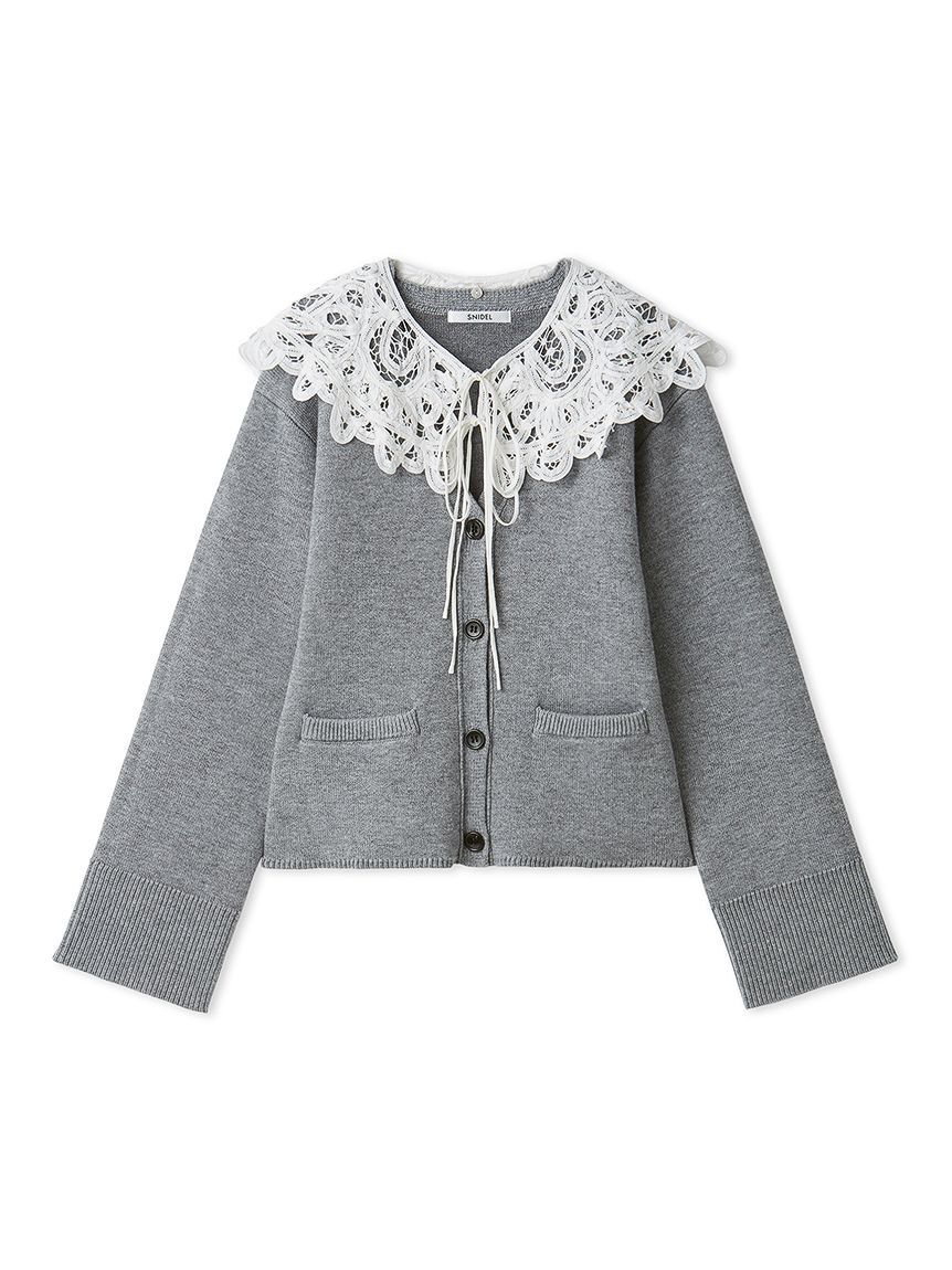 SNIDEL「バテンレースカラーニットカーディガン」|カーディガン|