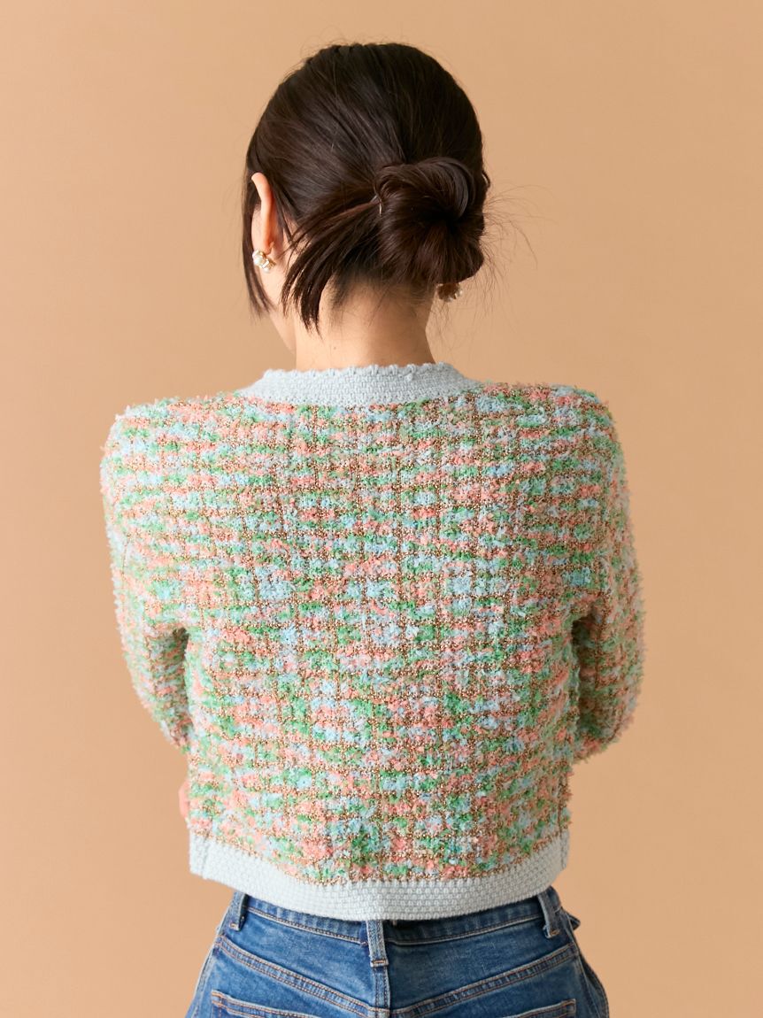 LILY BROWN「ツイードニットカーディガン」|カーディガン|