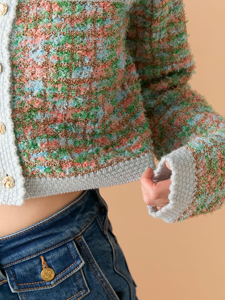 LILY BROWN「ツイードニットカーディガン」|カーディガン|