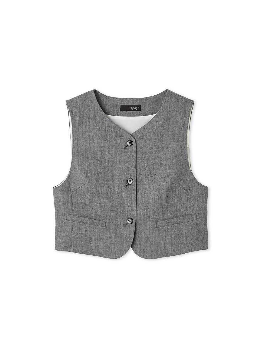 styling/「【セットアップ対応】ラウンドネックスーツベスト」|ダウンベスト・ベスト|