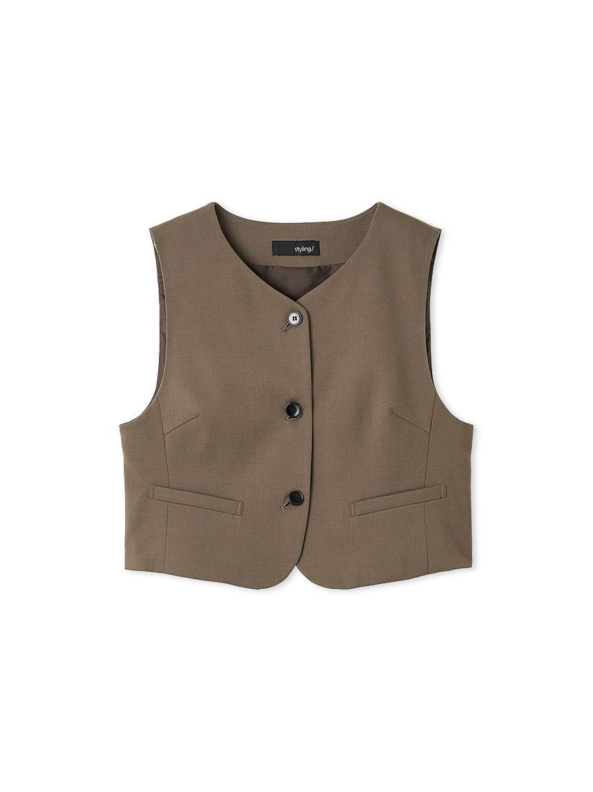 styling/「【セットアップ対応】ラウンドネックスーツベスト」|ダウンベスト・ベスト|