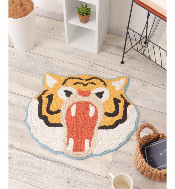 Lbc with Life「がおー アニマルフェイスマット」|クッション・クッションカバー|イエロー