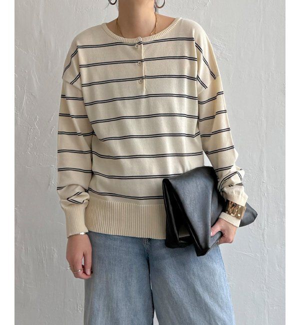 Lbc with Life「コットンタッチ2WAYヘンリーニット」|カーディガン|