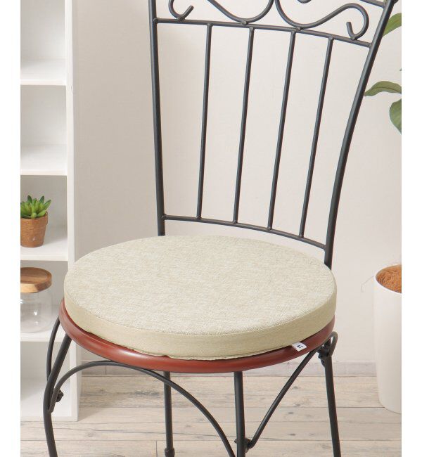 Lbc with Life「スラブ&ヘリンボンシートクッション ラウンド H4cm」|クッション・クッションカバー|ベージュ