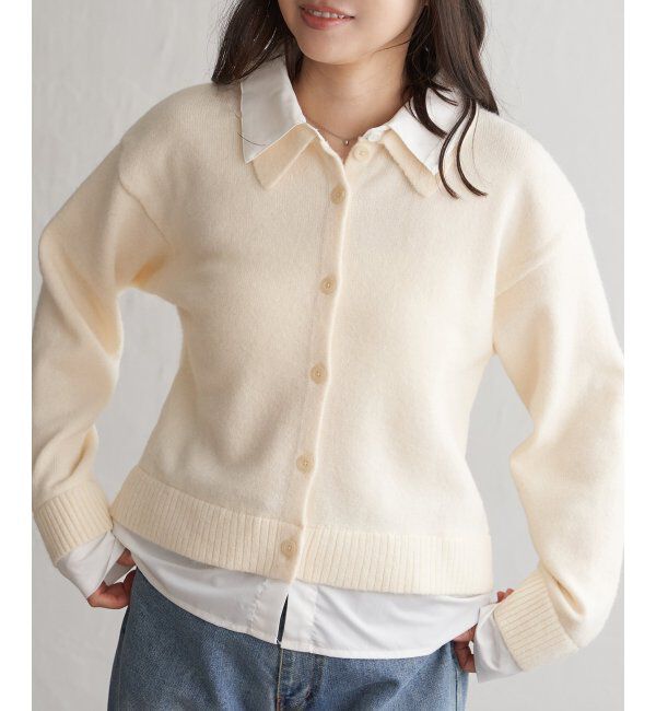 VENCE share style「アルパカタッチシャツドッキングカーディガン」|カーディガン|