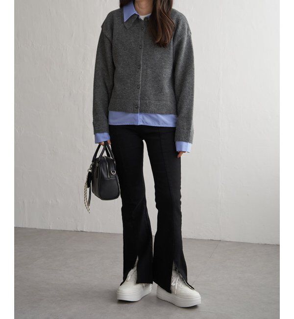 VENCE share style「アルパカタッチシャツドッキングカーディガン」|カーディガン|