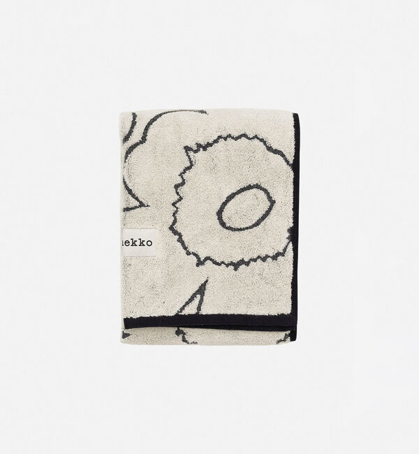 Marimekko「Piirto Unikko ハンドタオル」|タオル|ブラック&times;アイボリー