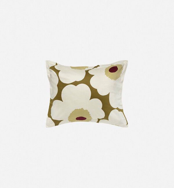 Marimekko「Unikko Satiini ピローケース 50&times;60cm」|その他|ｸﾞﾘｰﾝｱﾝﾊﾞｰ&times;ｸﾘｰﾑ