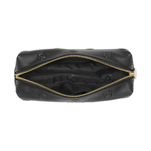  「マリークワント シンプルエンボスデイジースクエアペンケース ブラック 本体 (H5&times;W18.5&times;D6cm)」|コスメ雑貨|