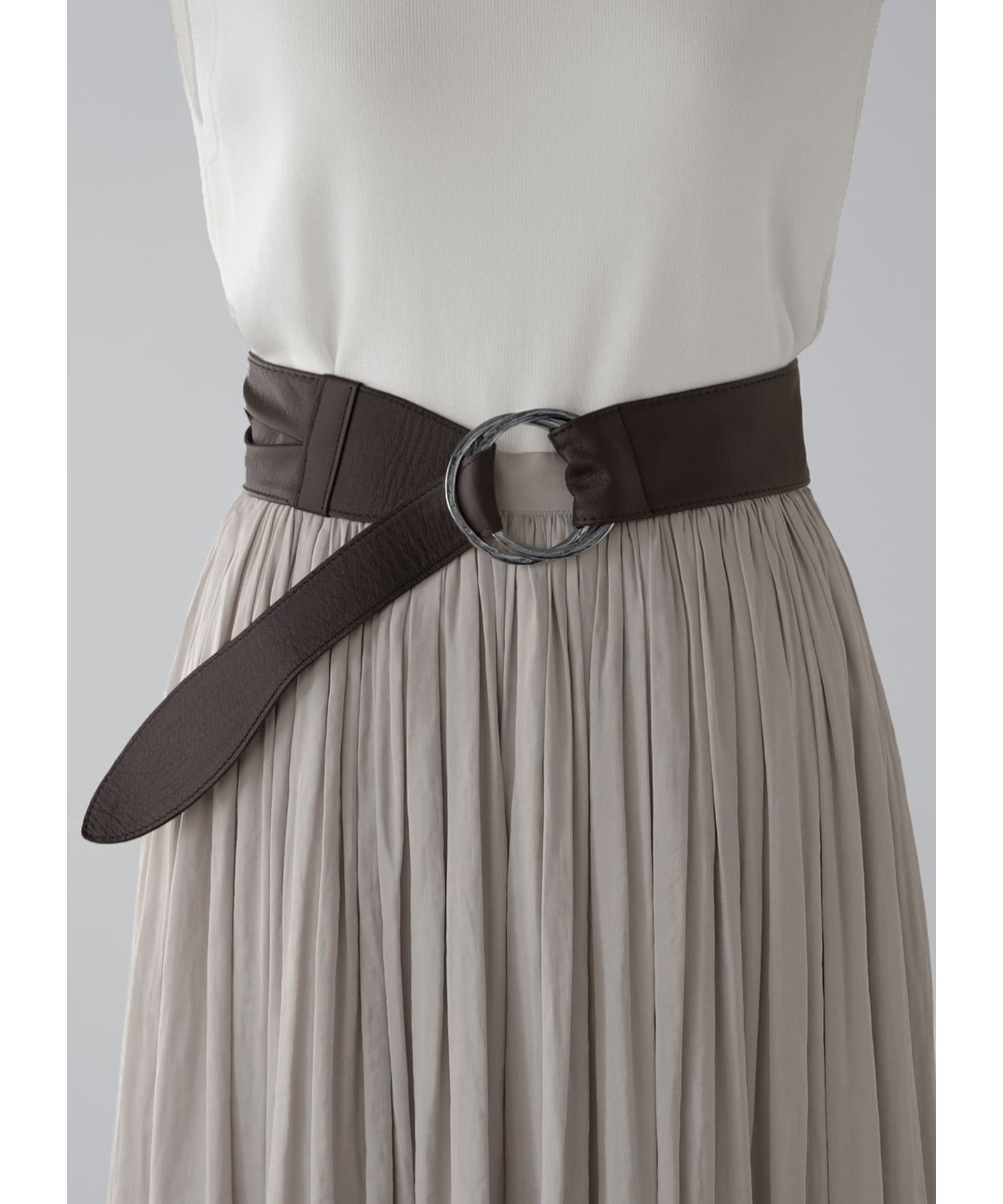 STYLE DELI「ダブルリングレザーサッシュベルト／SV金具」|ベルト|ダークブラウン