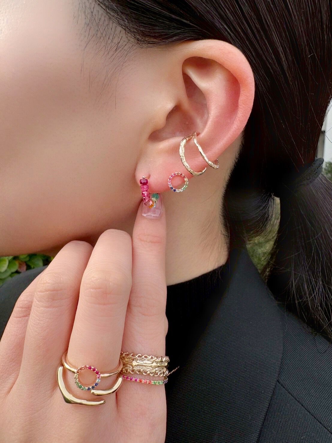 KAORU「グリッター ピアス マルチカラー／K10ピンクゴールド」|ピアス|