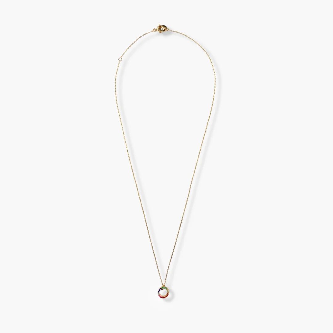 KAORU「グリッター ラウンドSネックレス マルチカラー／K10ピンクゴールド」|ネックレス|