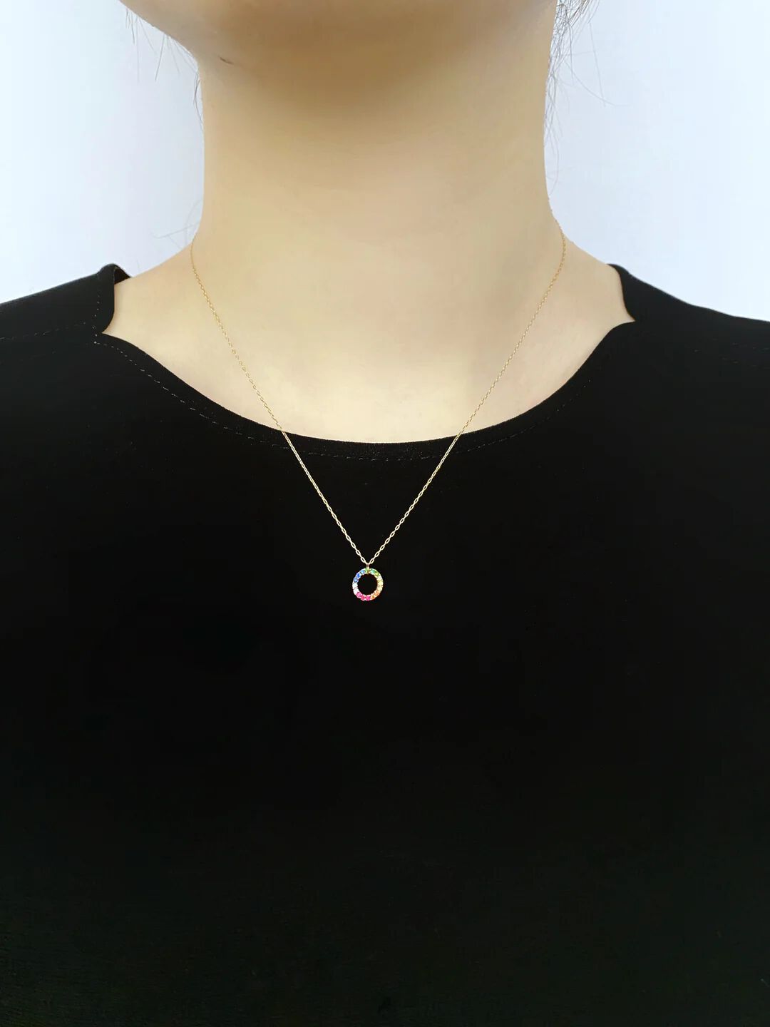 KAORU「グリッター ラウンドSネックレス マルチカラー／K10ピンクゴールド」|ネックレス|