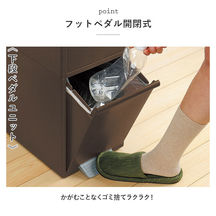 like-it「like-it ライクイット ゴミ箱 2段 通販 ごみ箱 木目調 ダストボックス 分別 ゴミ 縦型」|ダストボックス|