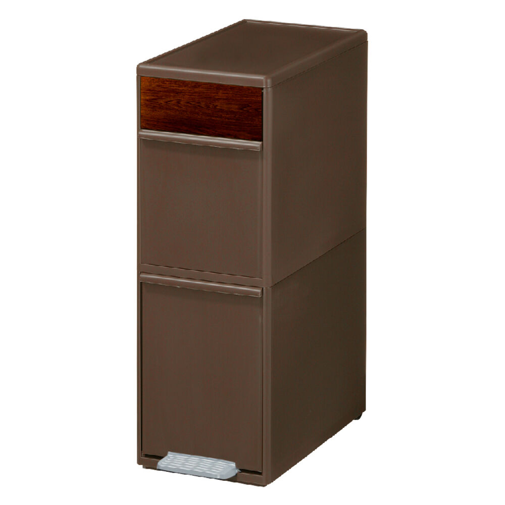 like-it「like-it ライクイット ゴミ箱 2段 通販 ごみ箱 木目調 ダストボックス 分別 ゴミ 縦型」|ダストボックス|ブラウン1