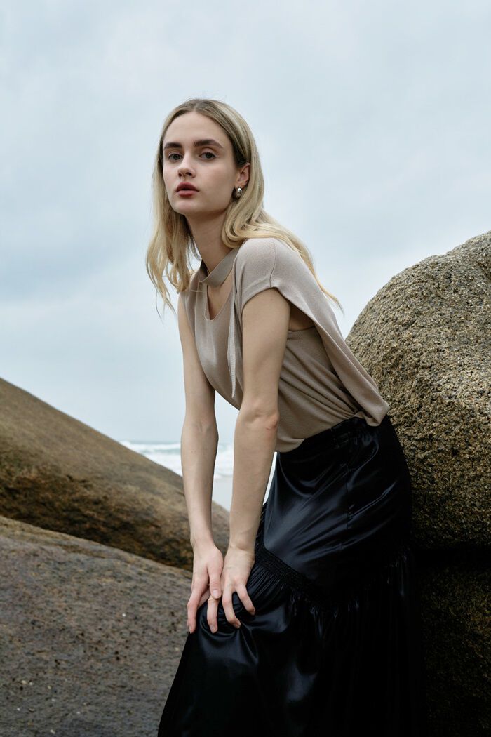 BACKYARD FAMILY「MIND マインド ニットベスト 通販 ニット ベスト ノースリーブニット ネック ベルト」|その他|