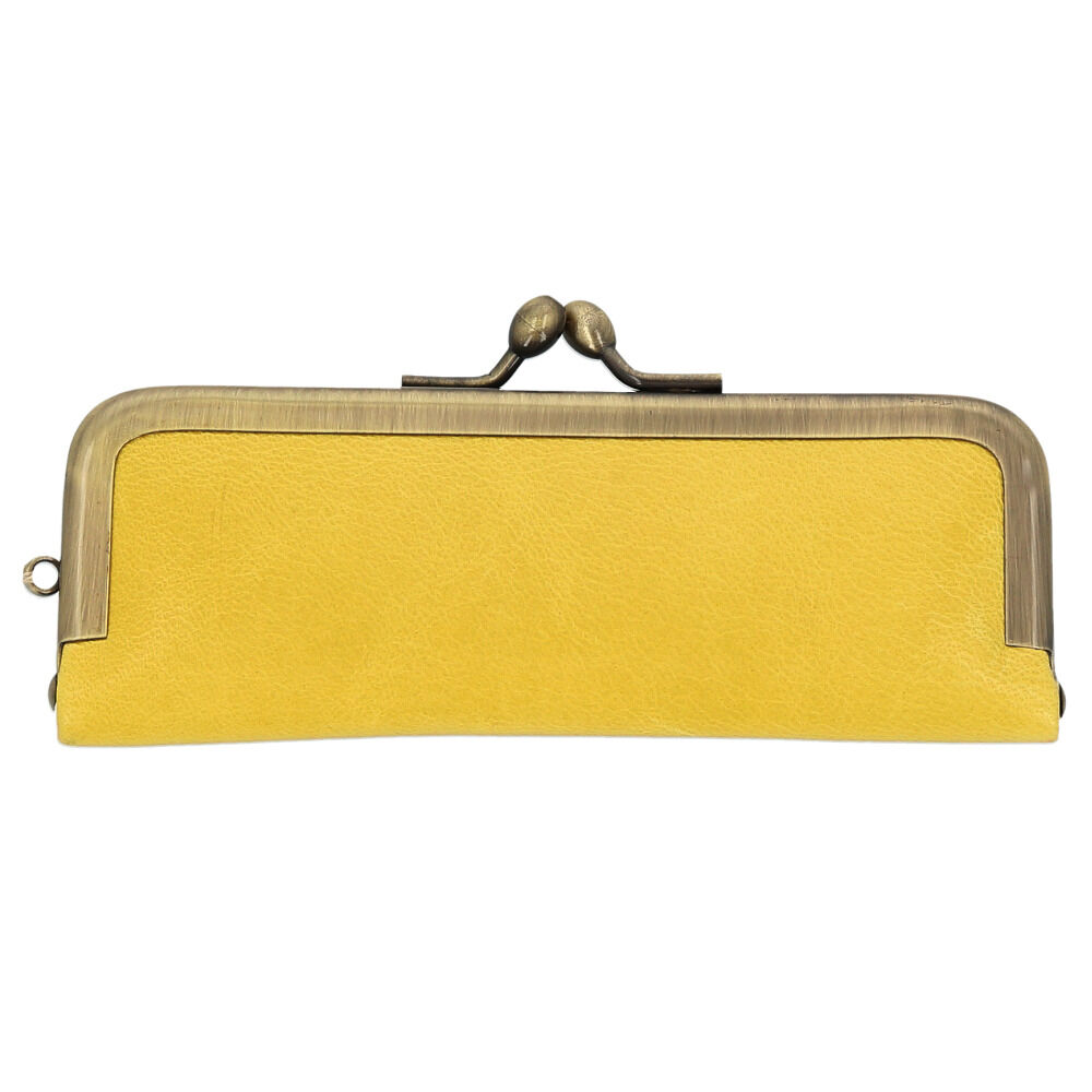 BACKYARD FAMILY「リアン Lien 印鑑ケース 2本収納 通販 はんこケース 朱肉付き 本革 がま口 馬革 朱肉」|その他|イエロー1