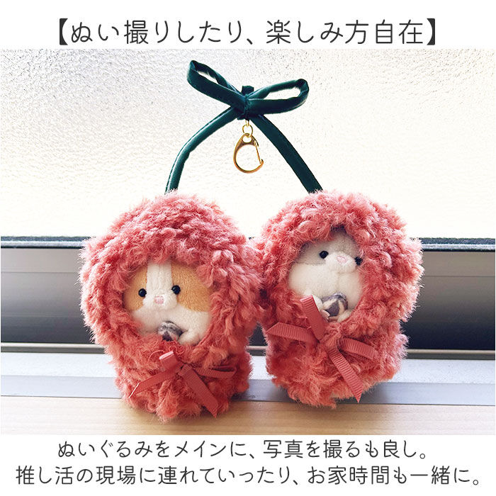 BACKYARD FAMILY「ぬいぐるみキーホルダー 通販 推し活 ぬいぐるみ 服 ポンチョ ぬいポンチョ 10cm さくらんぼ」|チャーム・キーホルダー|