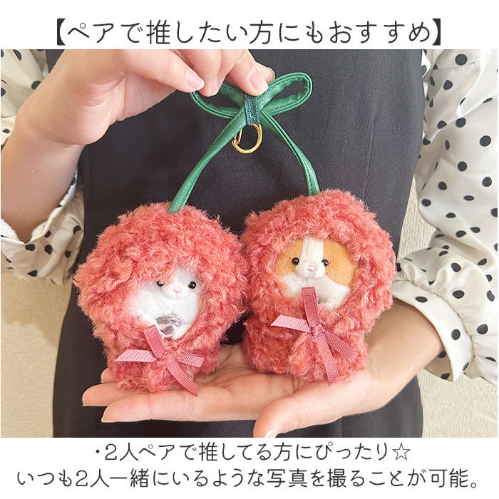 BACKYARD FAMILY「ぬいぐるみキーホルダー 通販 推し活 ぬいぐるみ 服 ポンチョ ぬいポンチョ 10cm さくらんぼ」|チャーム・キーホルダー|