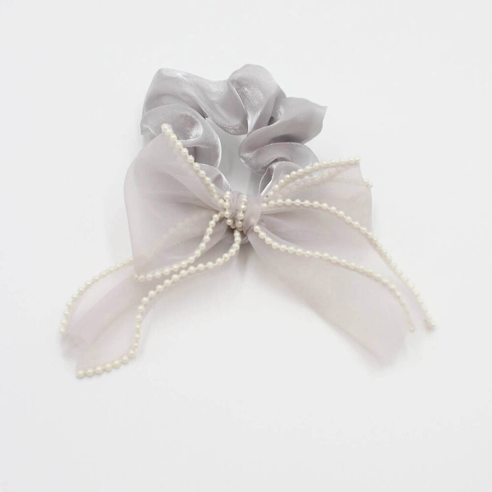 BACKYARD FAMILY「シュシュ 子供 リボン 大きめ パール 通販 ヘアゴム 髪飾り 子ども こども キッズ 女の子」|その他|グレー1